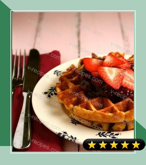 Cornmeal Waffles with Balsamic Strawberry Sauce recipe