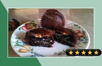 Brownie cupcakes with peanut butter Oreo centers recipe