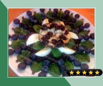 Sig/*ari* Portobello Mushroom, Filled with Baby Spinach, Crumbled Feta Cheese, Slices of Saganaki Cheese and Blueberries on Bed of Puy Lentils recipe