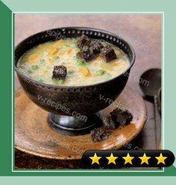 Split Pea Soup with Pumpernickel Croutons recipe
