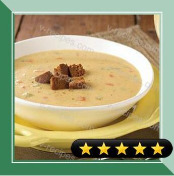 Canadian Cheese Soup with Pumpernickel Croutons recipe