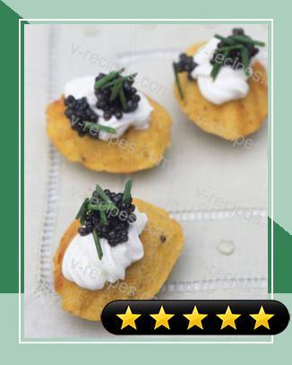 Fresh Corn Madeleines with Sour Cream and Caviar recipe