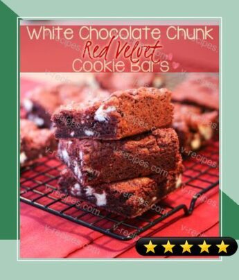 White Chocolate Chunk Red Velvet Cookie Bars recipe