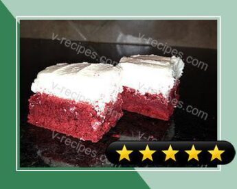 Red Velvet Brownies with White Chocolate Butter Cream Frosting recipe
