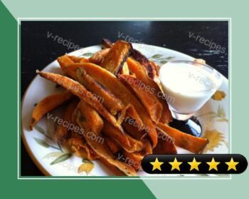 Baked Sweet Potato Fries with Greek Yogurt-Sour Cream Sauce recipe