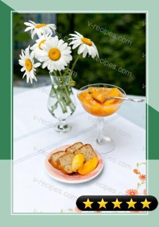 Apricot Bread With Walnuts and Peaches in Vanilla Sauce recipe