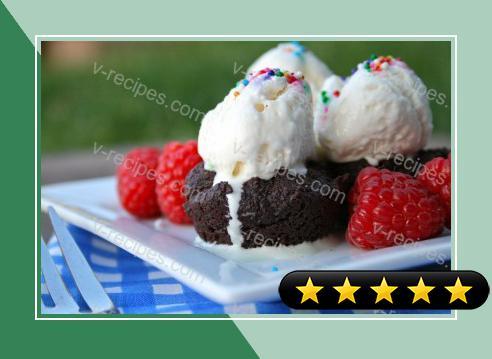 Double Chocolate Brownie Bites with Homemade Vanilla Ice Cream recipe