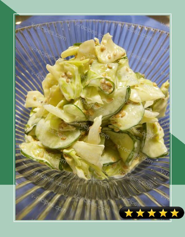 Cabbage and Cucumber Sesame and Mayonnaise Salad recipe