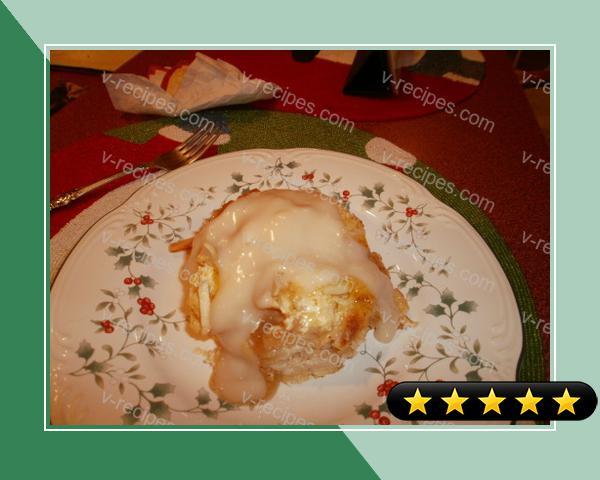 Layered Almond-Cream Cheese Bread Pudding With Amaretto Cream Sa recipe