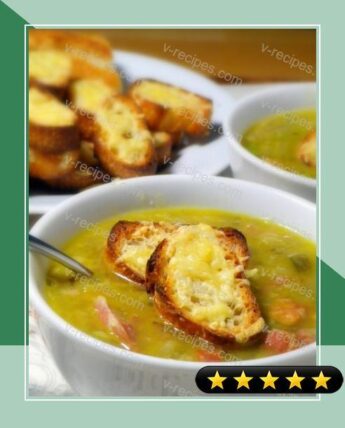 Split Pea Soup with Gouda Crostini recipe
