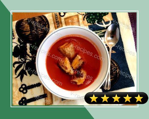 Tomato Soup with Grilled Cheese Croutons recipe