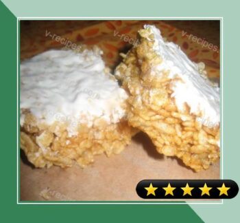 Pumpkin Rice Krispies Treats Topped with White Chocolate recipe