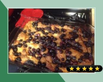 Baked Croissant Blueberry French Toast With Crispy Pecans recipe