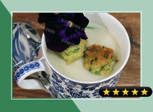 Cauliflower and Celeriac Soup with Little Brown Rice Fish Cakes Recipe recipe
