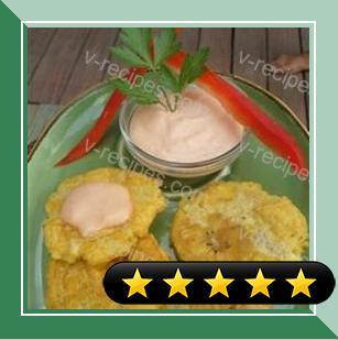 Tostones (Twice Fried Green Plantains) with Mayo-Ketchup Dipping Sauce recipe