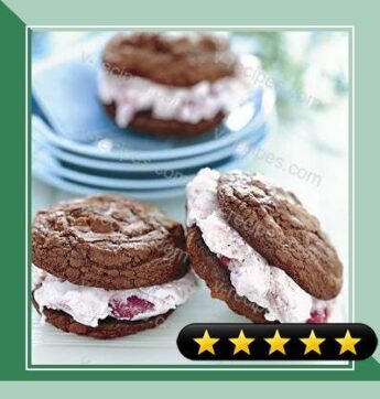 Triple-Chocolate Cookie and Strawberry Ice Cream Sandwiches recipe