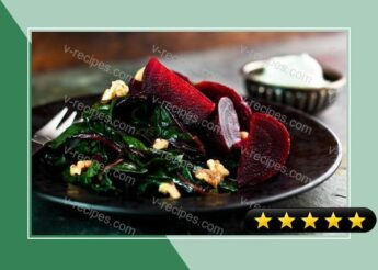 Simmered Beet Greens with Roasted Beets, Lemon and Yogurt recipe