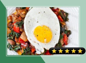 Bell Pepper and Swiss Chard Hash with Fried Egg recipe