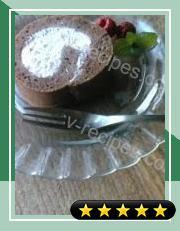 Chocolate Roll Cake with Pink Raspberry Cream recipe