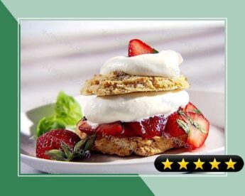 White Chocolate Chip Shortcake with Basil Strawberries recipe