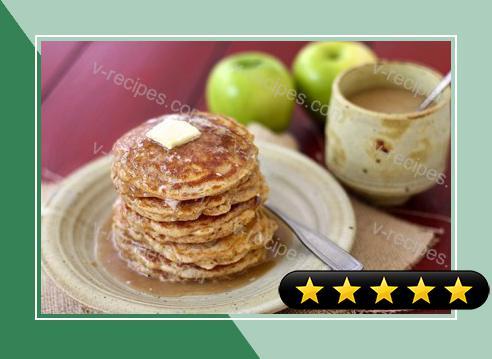 Apple Oatmeal Pancakes with Caramel Buttermilk Syrup recipe