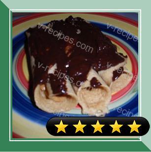 Peanut Butter-Filled Crepes with Warm Chocolate Sauce recipe