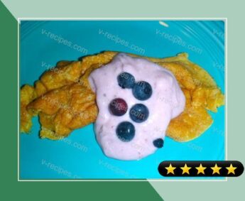 Peanut Butter Protein Pancake With Blueberry Vanilla Topping recipe