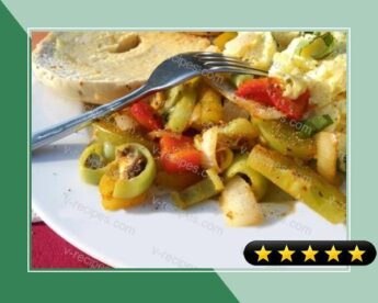 Stir Fried Green Tomato With Onions & Peppers recipe