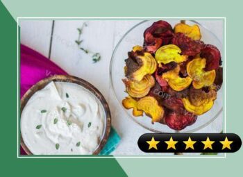 Beet Chips with Thyme & Balsamic Goat Cheese Dip recipe