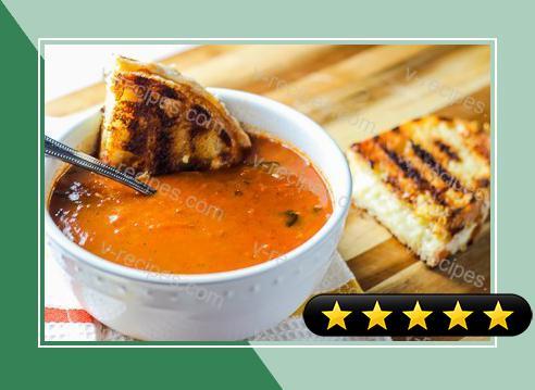 Grilled Cheese Sandwiches and Rustic Tomato Basil Soup recipe