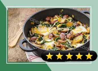 Red Potato, Leek & Spinach Skillet Hash with Eggs recipe