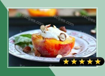 Roasted Peaches with Goat Cheese and Honey recipe