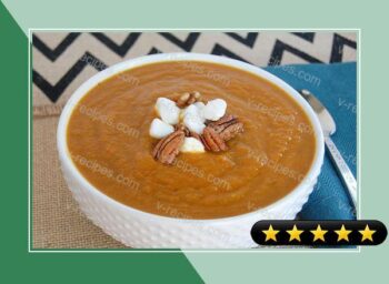Slow Cooker Butternut Squash Sweet Potato Soup with Marshmallows and Pecans recipe