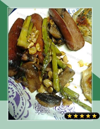 Asparagus, Mushrooms Cashews and Splitdogs recipe