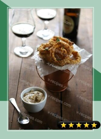Oven Fried Guinness Onion Rings with Stout Gravy recipe