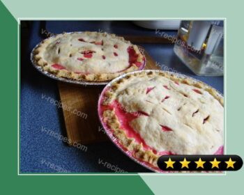Rhubarb-Raspberry-Apple Pie recipe