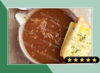 French onion soup with thyme and Beaufort cheese croutes recipe recipe