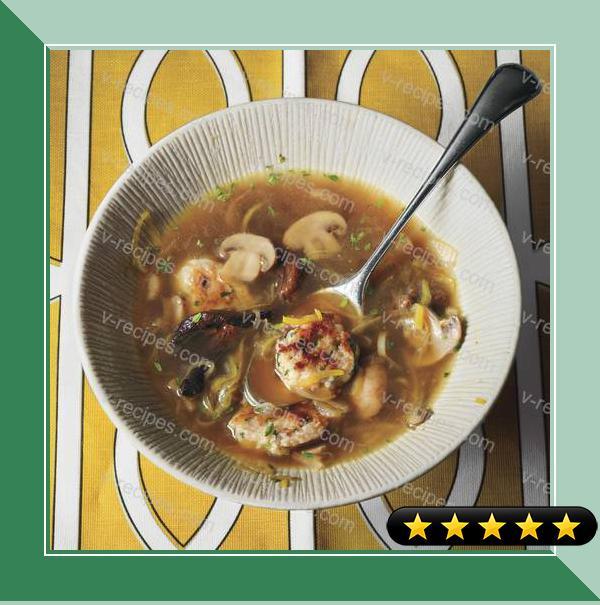 Mushroom and Leek Soup with Parsley Dumplings recipe