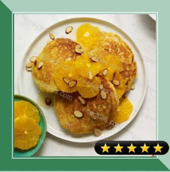 Orange Cornmeal Pancakes with Honey, Oranges, and Almonds recipe