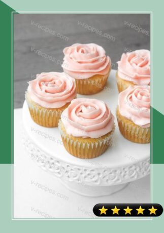 Mothers Day Vanilla Cupcakes with Rose Petal Buttercream Icing recipe