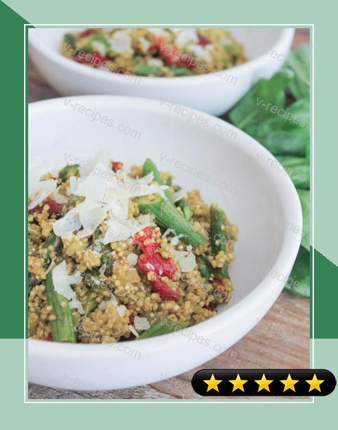 Quinoa Risotto with Roasted Asparagus and Sun-Dried Tomatoes recipe
