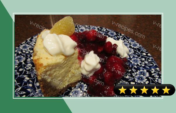 Festive Creamy Cheesecake With Tangy Cranberry Topping! recipe