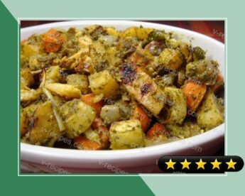 Roasted Root Vegetables With Walnut Pesto recipe