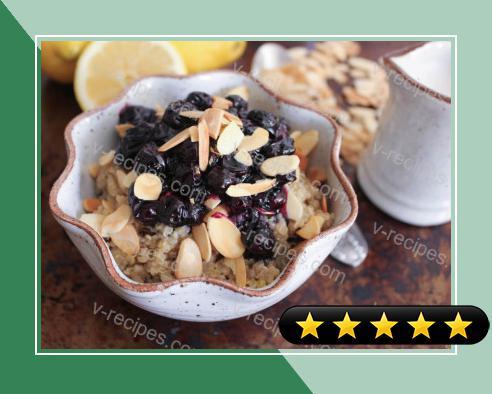 Lemon Breakfast Quinoa with Toasted Almonds and Blueberry Compote recipe