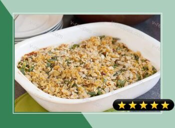 Cheesy Green Bean Casserole with Almond Topping recipe