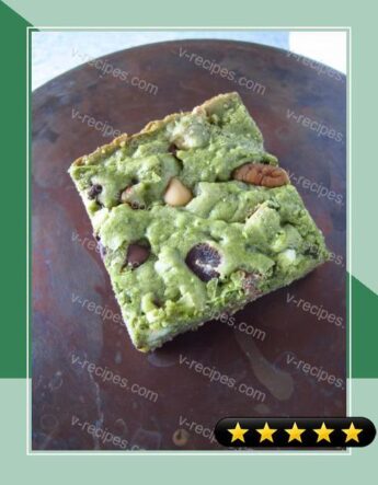 Matcha Blondies with Chocolate Chips and Pecans recipe