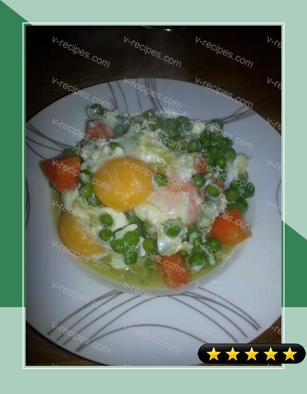 MZ - Poached egg on peas and carrots recipe