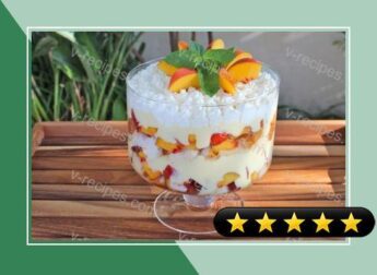 Tipsy Trifle with Peaches and Cream recipe