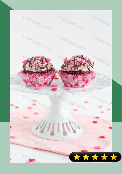 Chocolate Yogurt Cupcakes with Strawberry Frosting for Two recipe