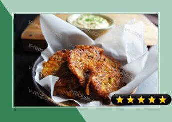 David Venables Summer Squash Fritters With Garlic Dipping Sauce recipe